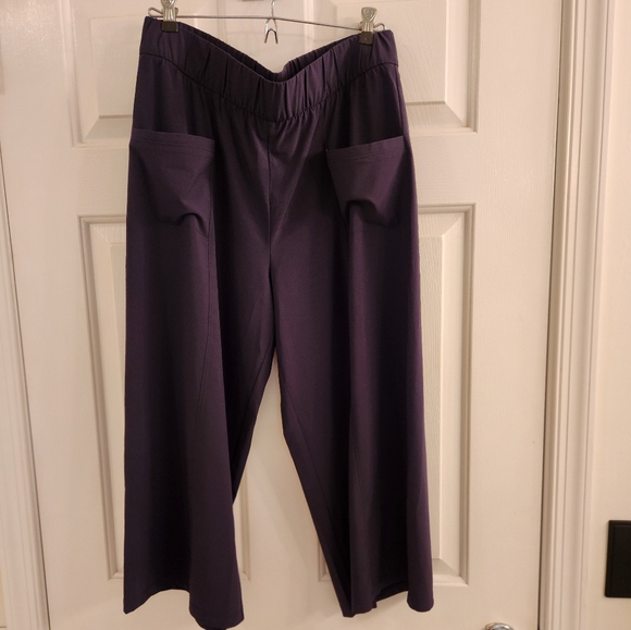 NWT. T by Talbots wide leg cropped pants. Elastic waste, navy blue. size medium. - Picture 1 of 4